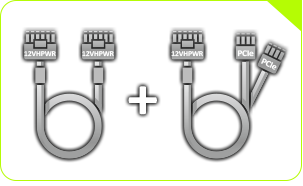 REVOLUTION ATX3.0 power supply comes with a native 12+4 pin (12VHPWER) cable and extra dual 8 pin to 12+4 pin (12VHPWER) cable